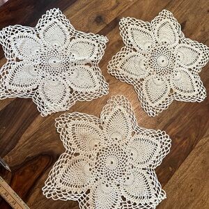 Vintage Handmade Elegant Cream Crochet Doilies Set